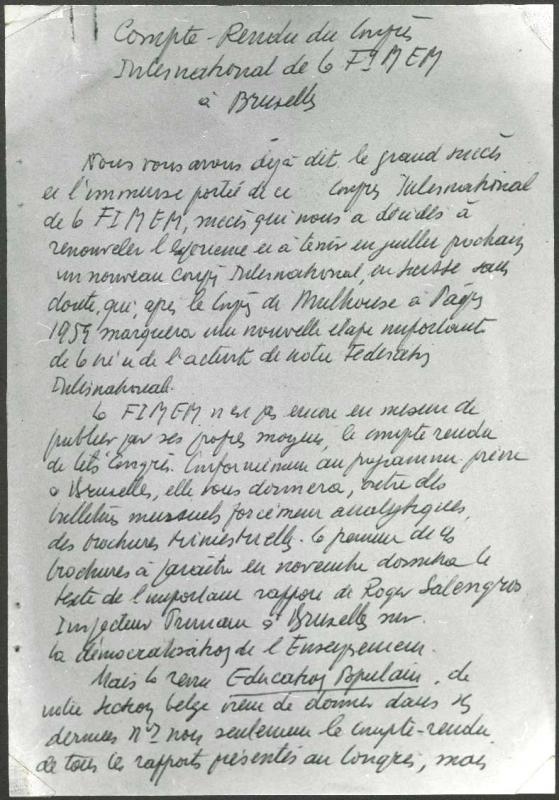 Compte-rendu du congrès FIMEM Bruxelles 1958 par Freinet
